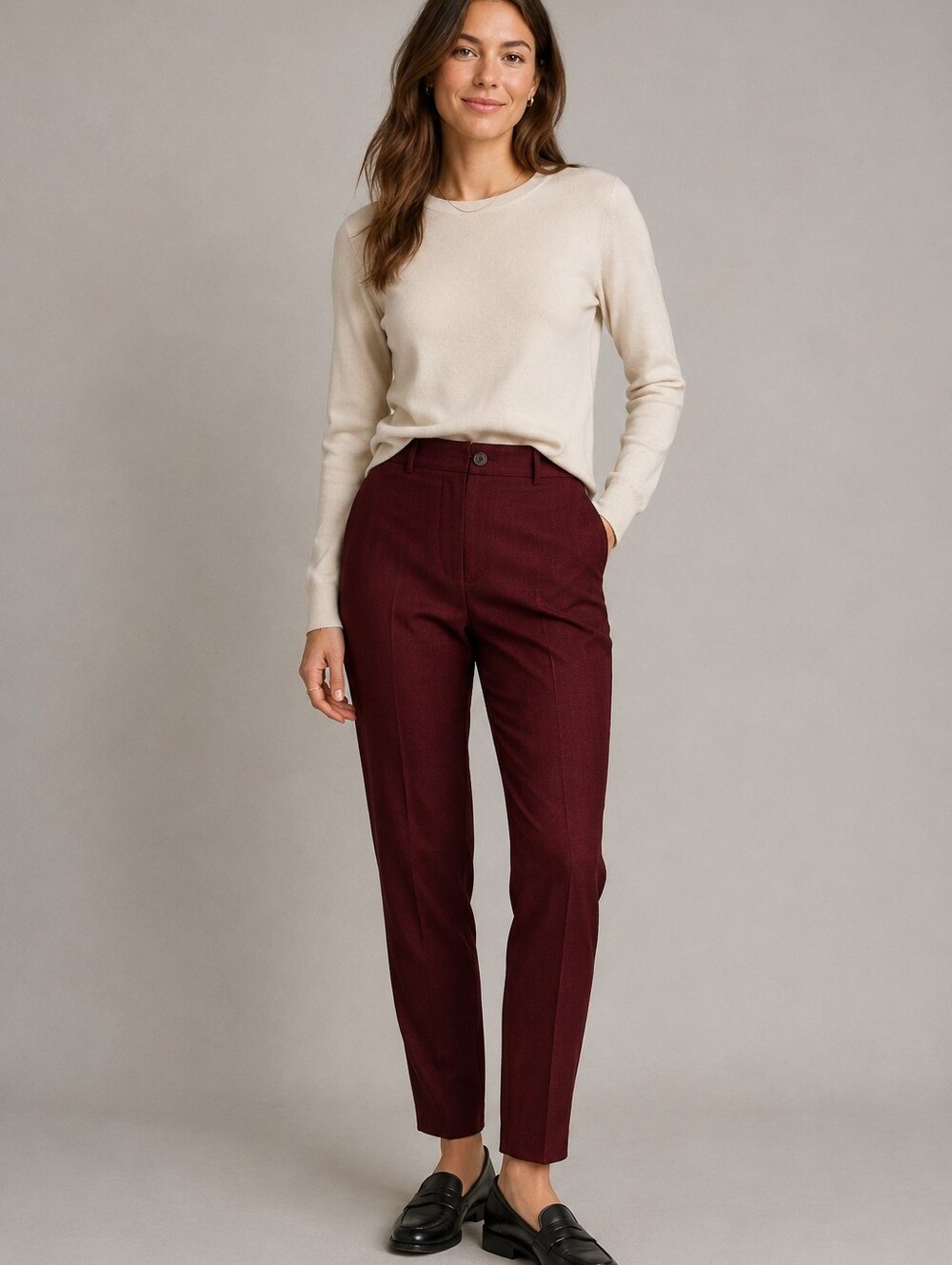 Tiger of Sweden Burgundy Wool Blend Blossom Trousers Size 26"